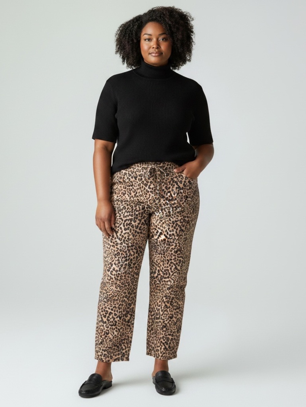 GAP Leopard Print Pull-on Barrel Jeans size L Long